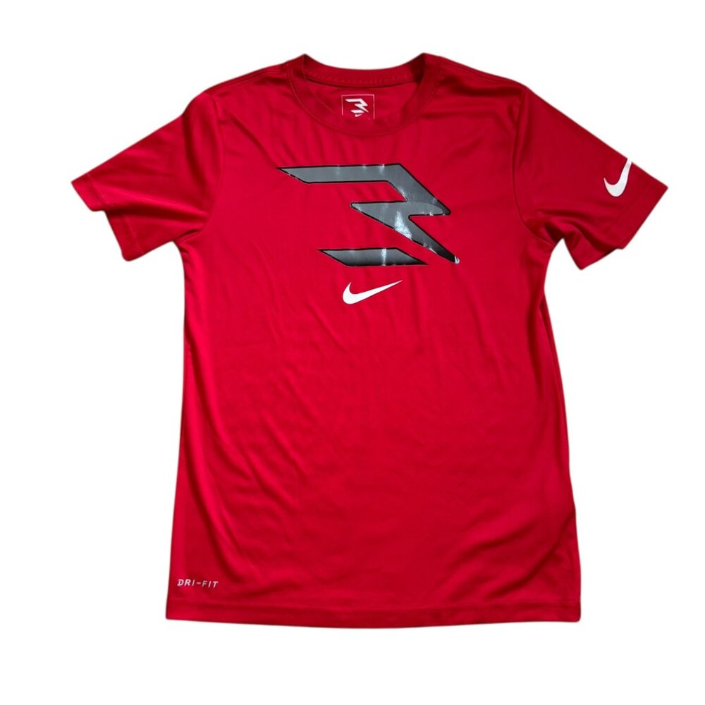 Nike 3Brand Russell Wilson Red Dri Fit Tshirt Youth L EUC